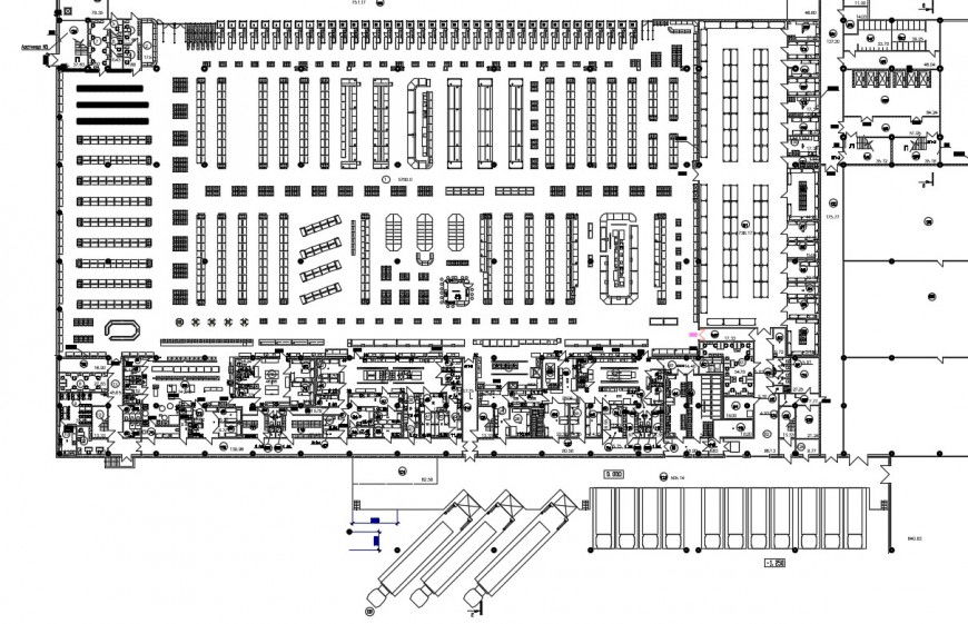 Shopping mall ground floor distribution plan cad drawing details dwg file