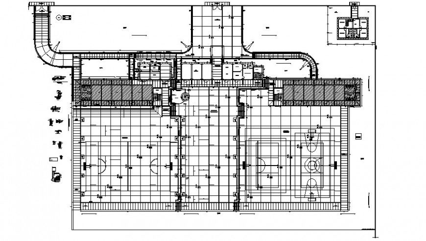 Shopping mall with hotel distribution plan drawing details dwg file