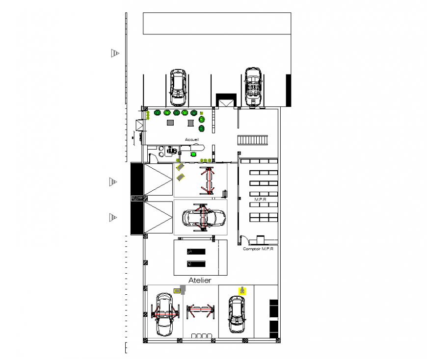 Show room line plan detail elevation autocad file
