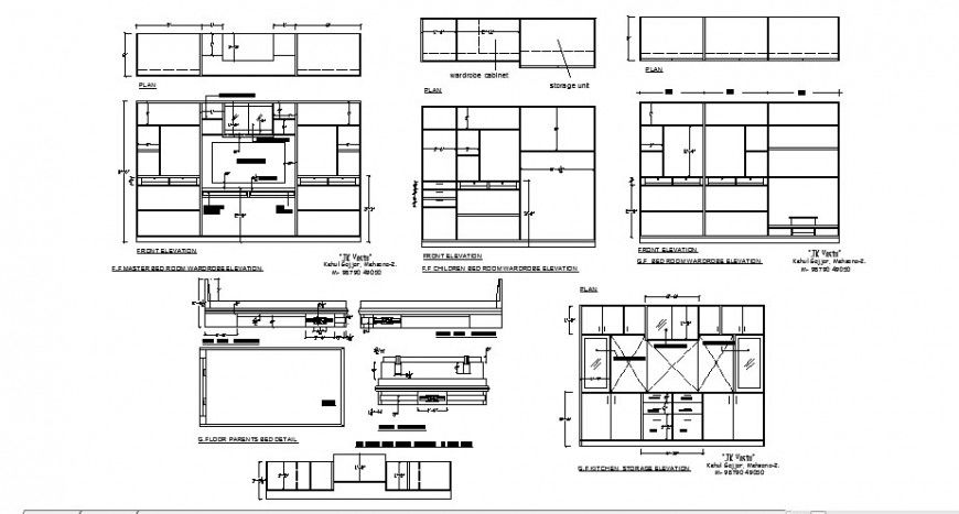 Showcase and wardrobe furniture detail elevation drawing in autocad format