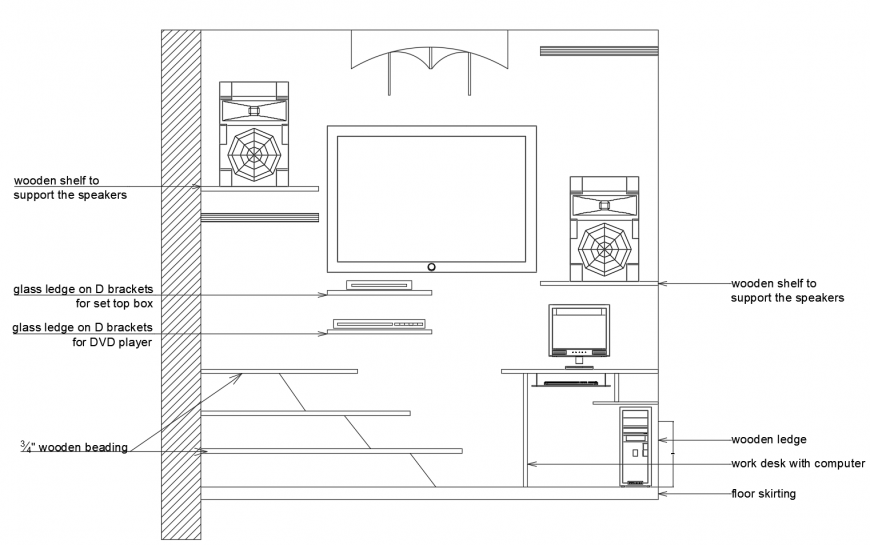 Showcase furniture units detail elevation 2d view autocad file