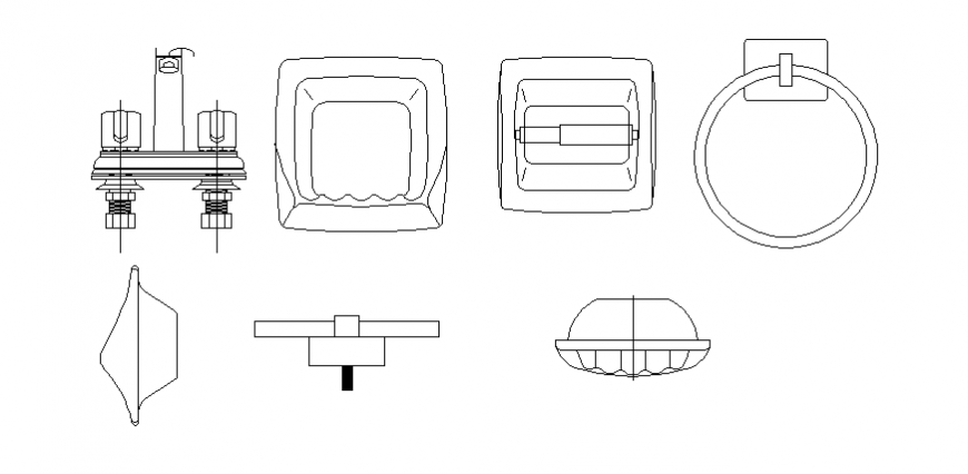 Shower and bathroom accessories drawing in dwg file.