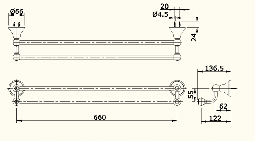 Shower and piping system detail elevation autocad file