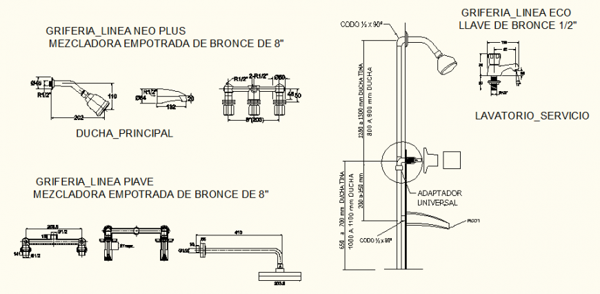 Shower and sanitary units detail elevation layout file