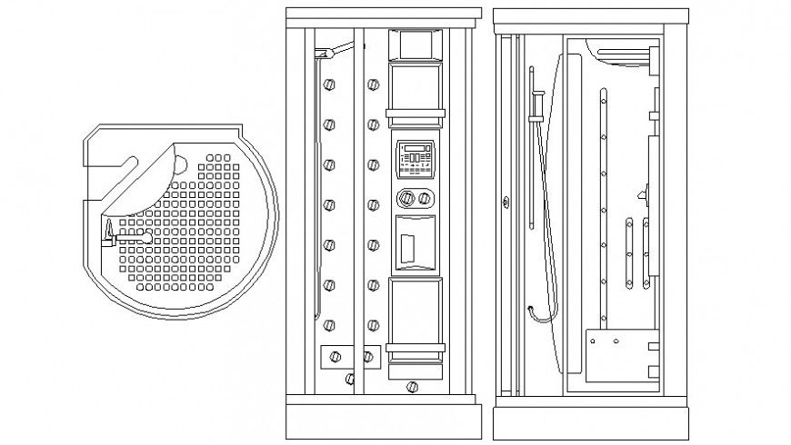 Shower cabin elevation cad drawing details dwg file