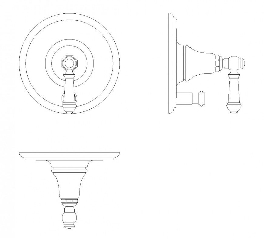 Shower lever plan and elevation dwg file