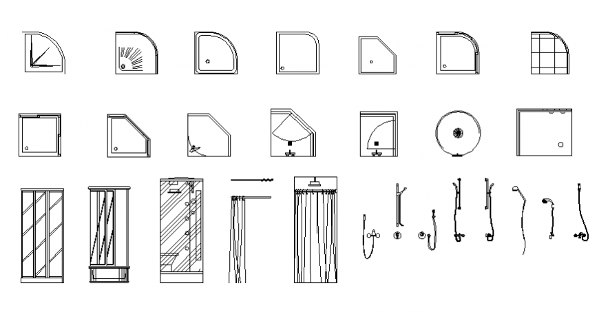 Shower plan and elevation detail dwg file