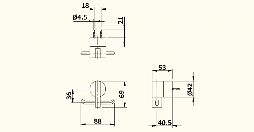 Shower system detail elevation and plan dwg file