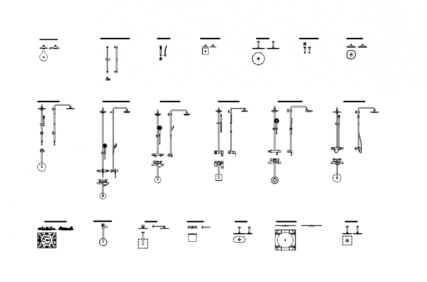 Shower with different design for bathroom dwg file