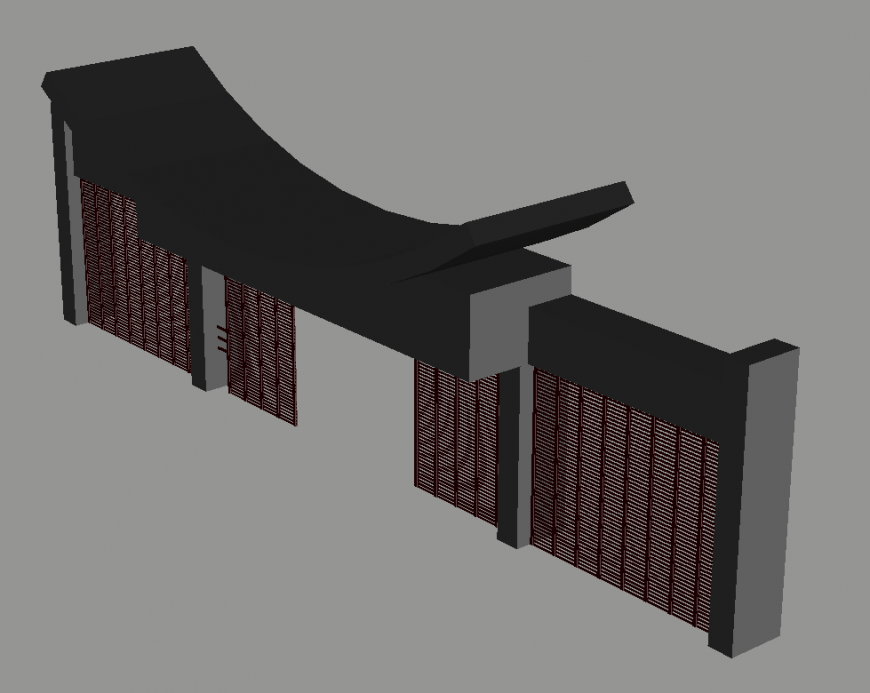 Shutter door detail 3d model elevation AutoCAD file