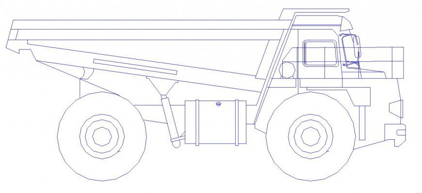 Side 2d elevation drawing details of constructive vehicle dwg file
