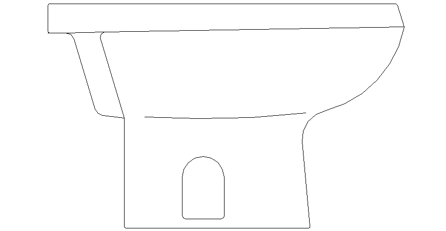 Side detail of water closet in dwg file.