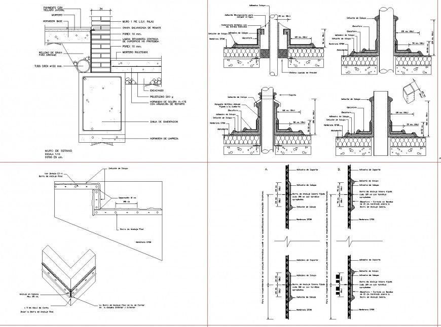 Side drain section plan detail dwg file