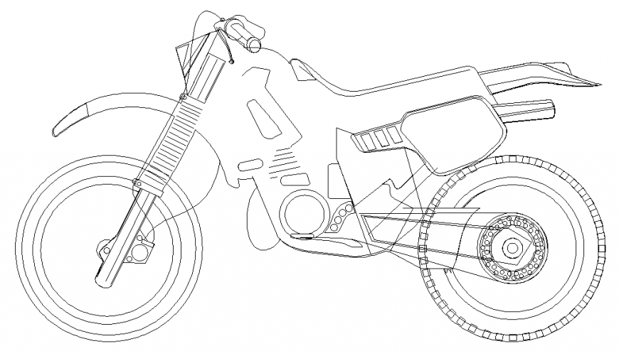Side elevation 2 d motorcycle autocad file