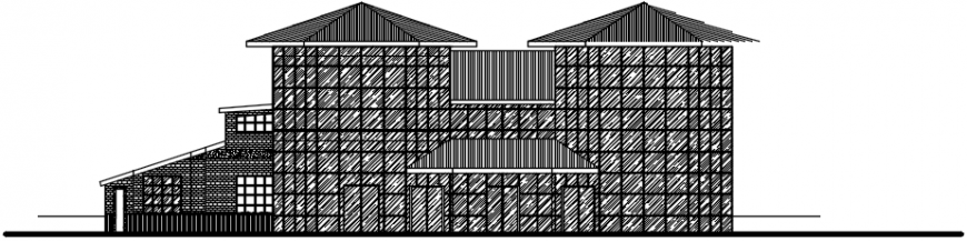 Side elevation drawing details of theme restaurant dwg file