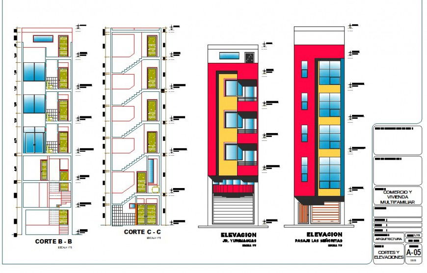 Side elevation of a building design model