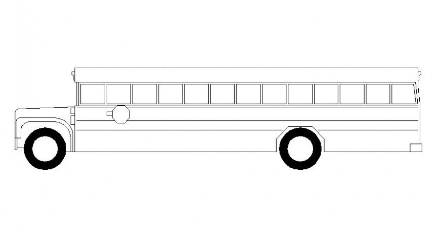 Side elevation of bus vehicle block in AutoCAD file