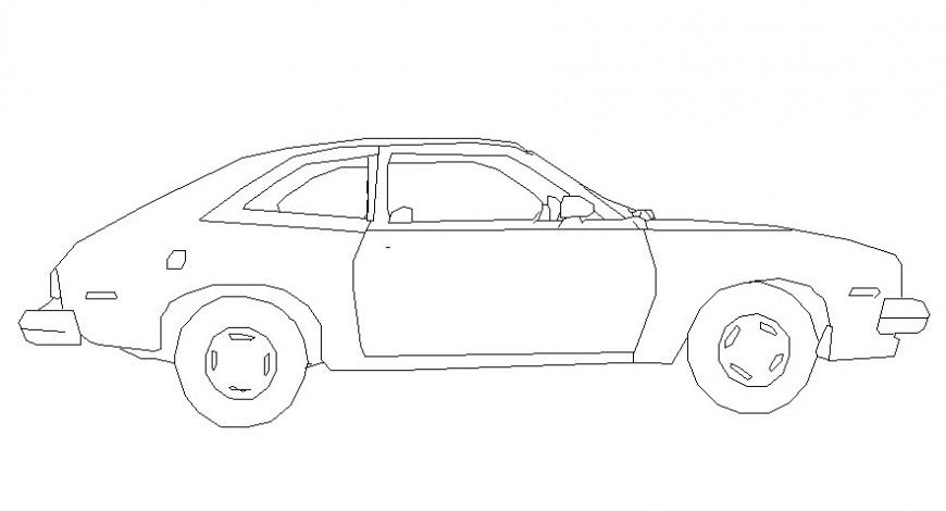Side elevation of car in AutoCAD software