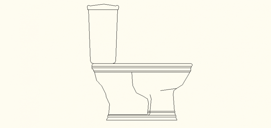 Side elevation of designer toilet detail autocad file