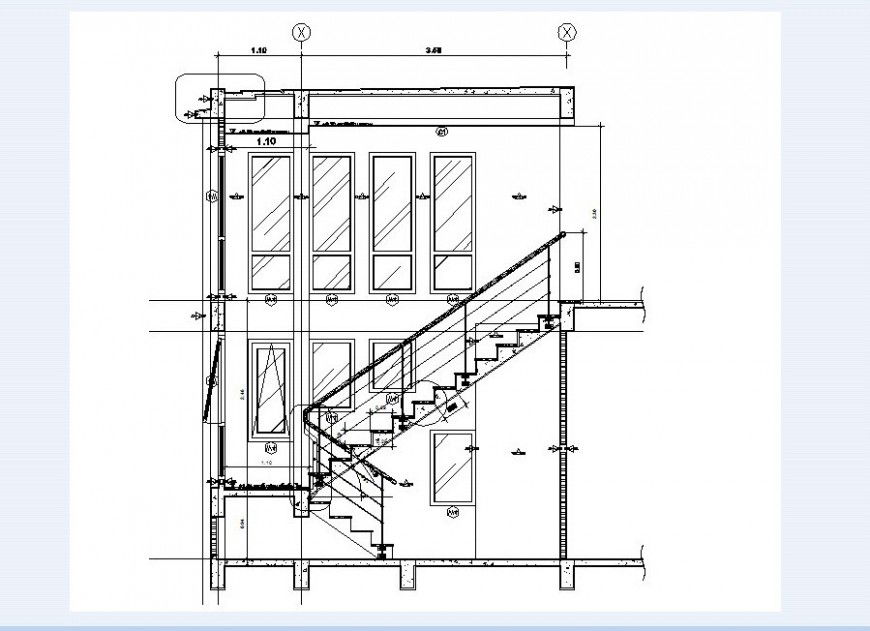 Side elevation of house in auto cad file