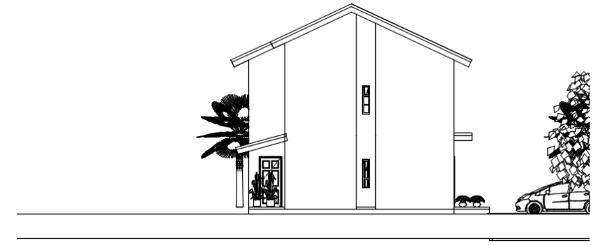 Side elevation of house in auto cad software