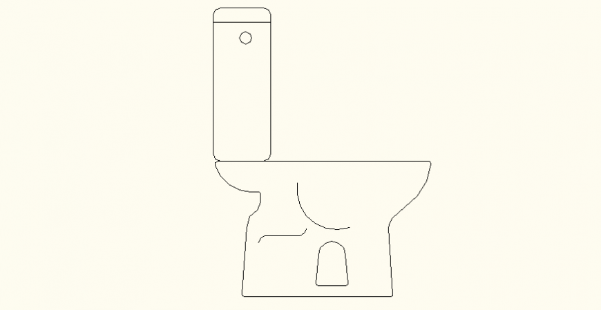 Side elevation of modern flush toilet detail dwg file