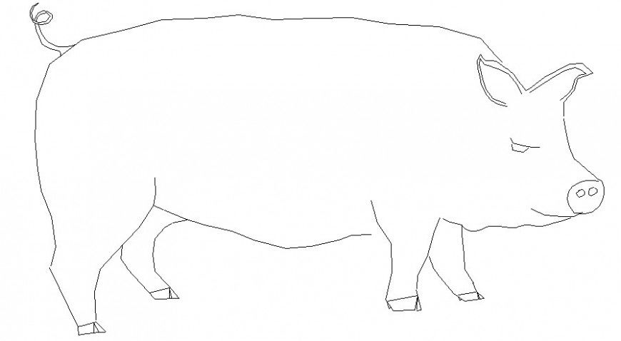Side elevation of pig in AutoCAD file