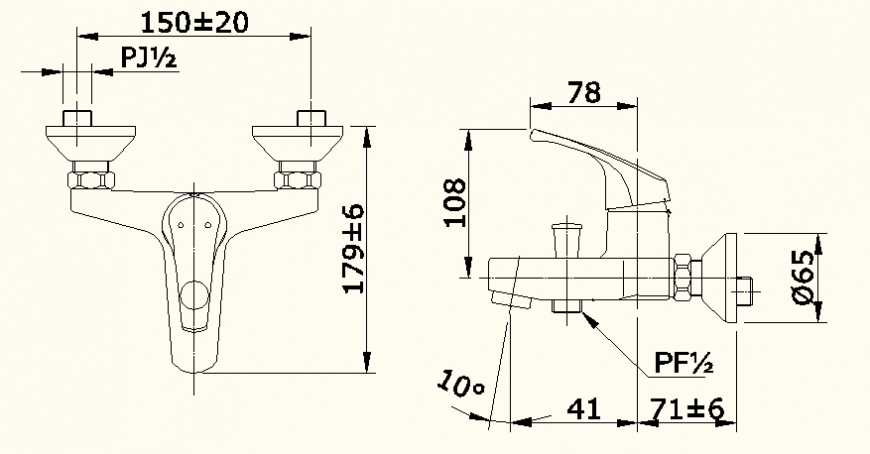 Side elevation of tap detail elevation dwg file