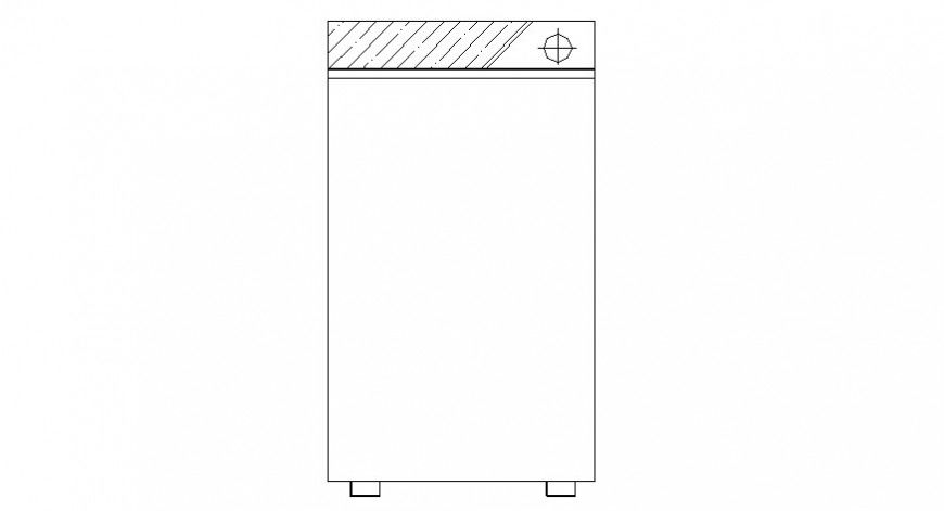 Side elevation of washing machine in AutoCAD file