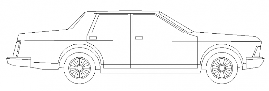 Side elevation old car 2 d plan autocad file