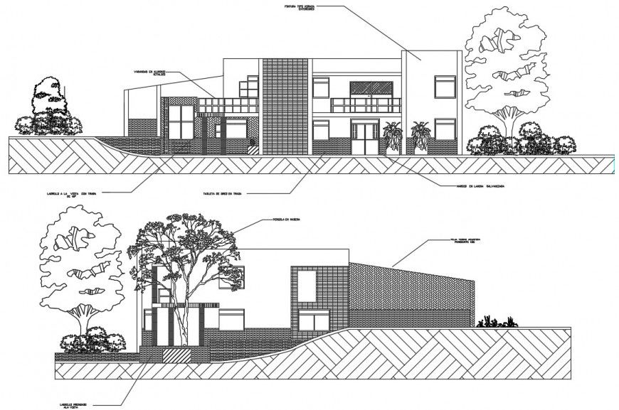Side exterior view concept of a beach house