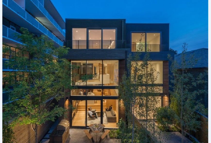 Side night view of luxuries 3d bungalow cad drawing details jpg file