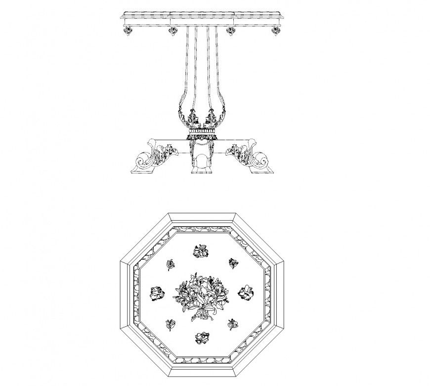 Side Table CAD Block with Layout Design in AutoCAD Format