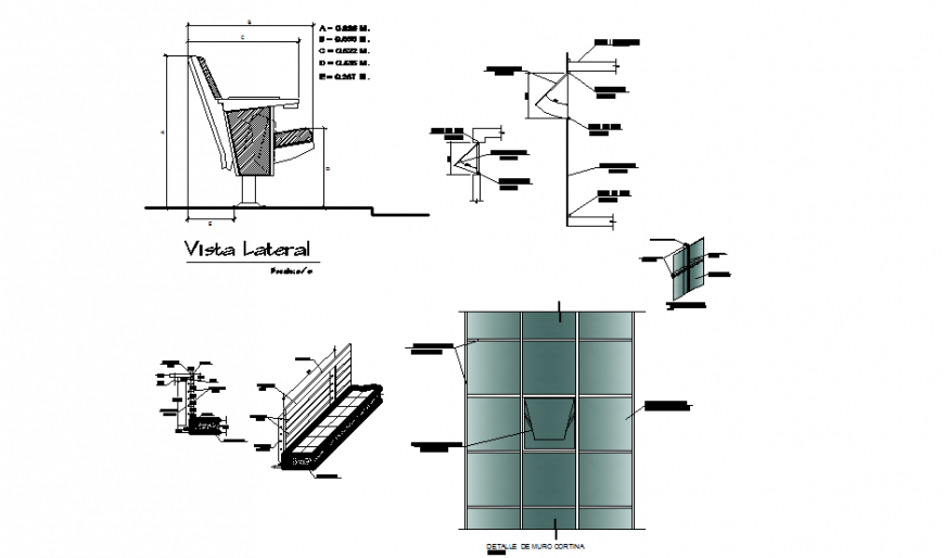 Side view chair plan and section dwg file