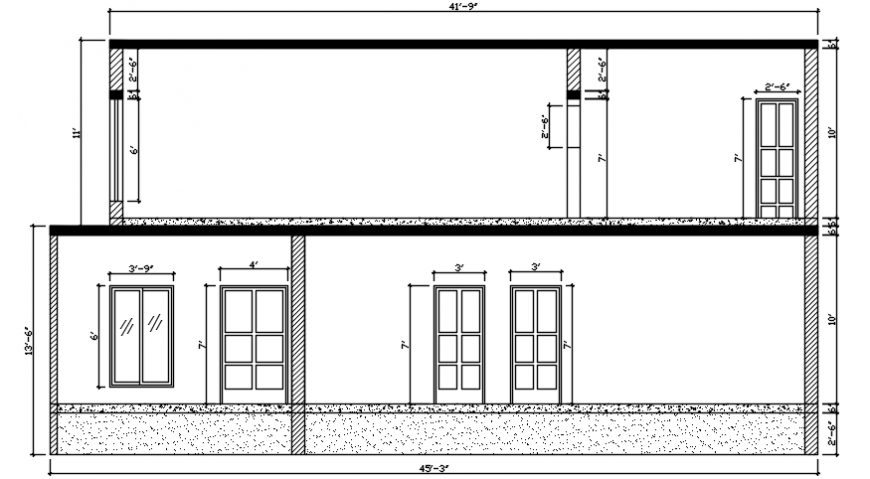 Side view complete view of house dwg file
