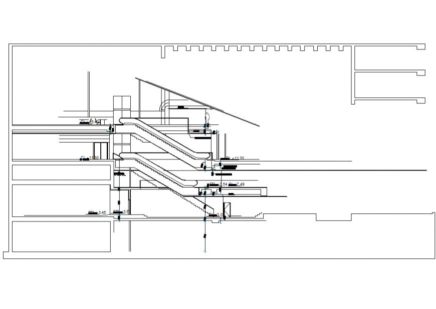 Side view mechanic stairs layout file