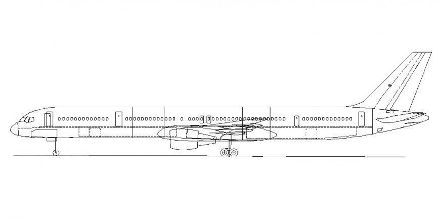 Side view of a aeroplane detail dwg file