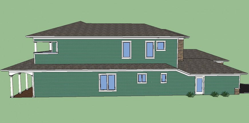 Side view of a building , parking area detail 3d