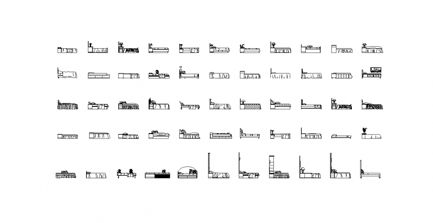 Side View Bed with Furniture Design in DWG CAD Drawing File