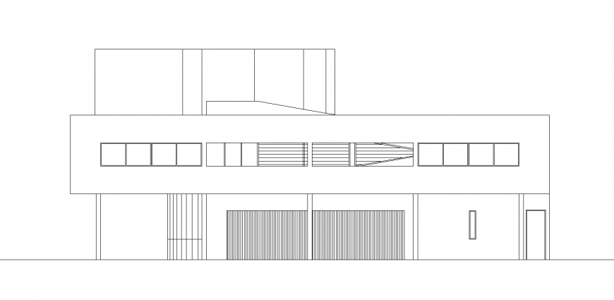 Side view of house design with architecture view dwg file