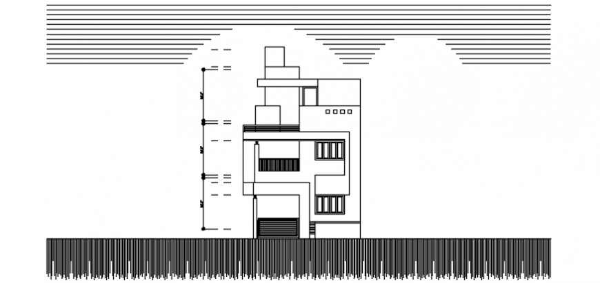 Side view of residential area in AutoCAD