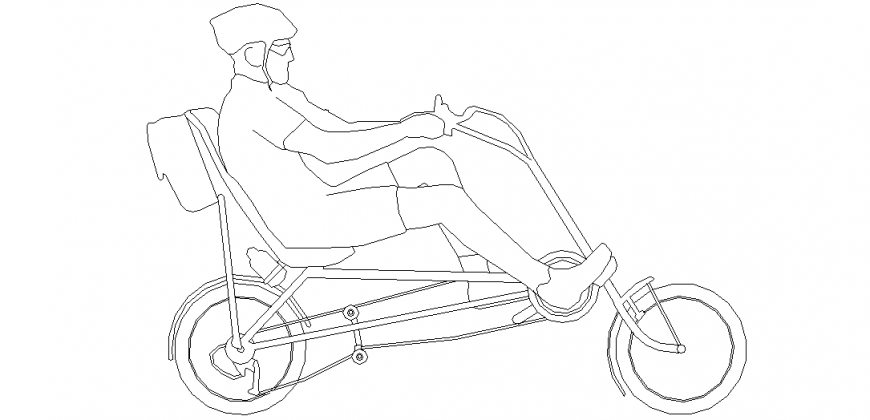 Side view of sportsman on a cycle design dwg file