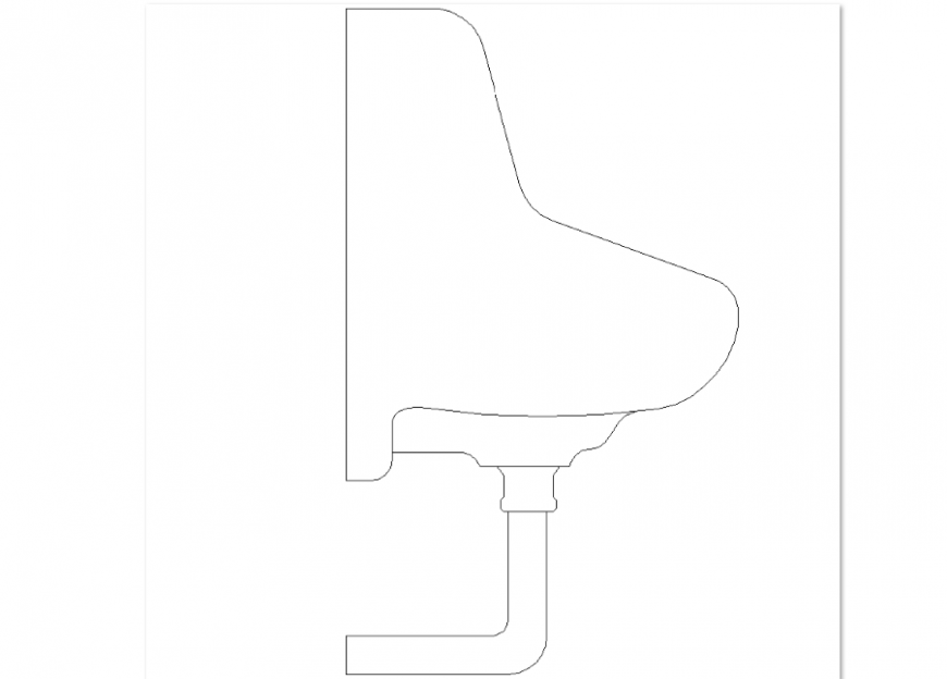 Side view of wash basin design for bathroom area in design dwg file
