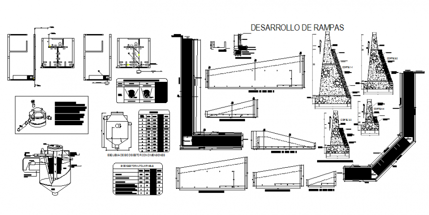 Side walk & ramp construction and sanitary installation and water tank details of college building dwg file