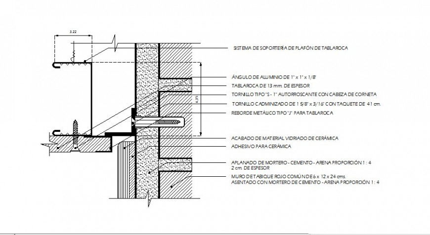 Side wall of building cad construction details dwg file