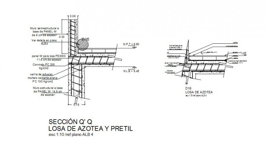 Side wall section and construction details dwg file