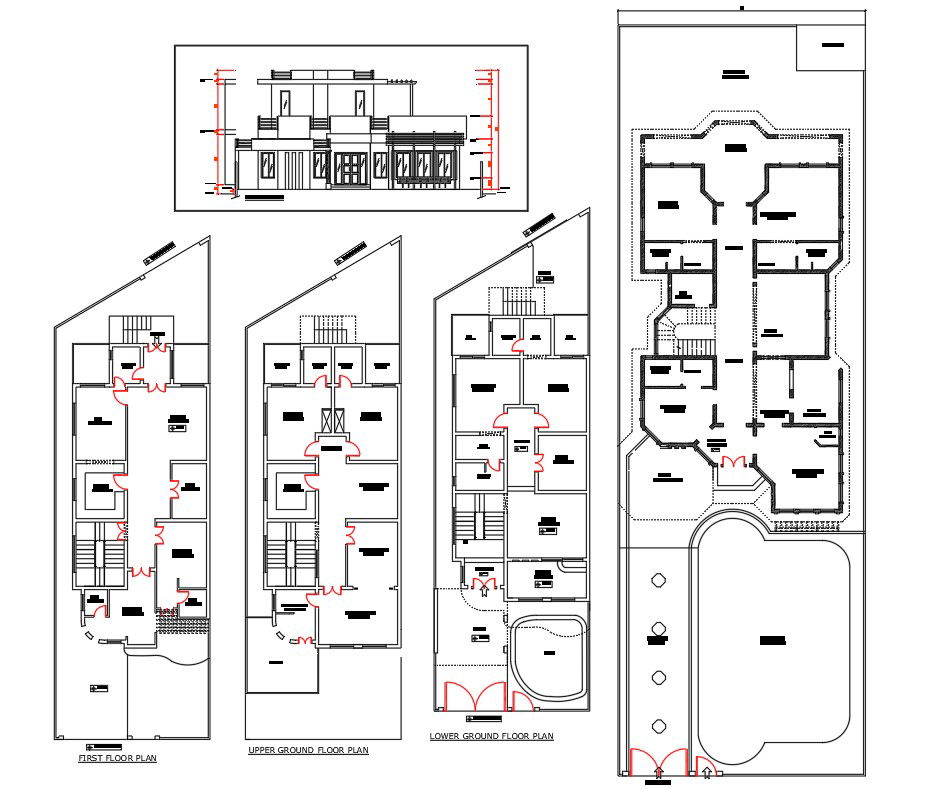 simple house Floor plan and Elevation for design with DWG File