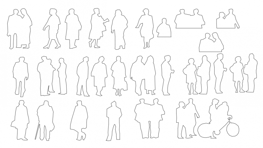 Simple 2D line People Block Detail in DWG file