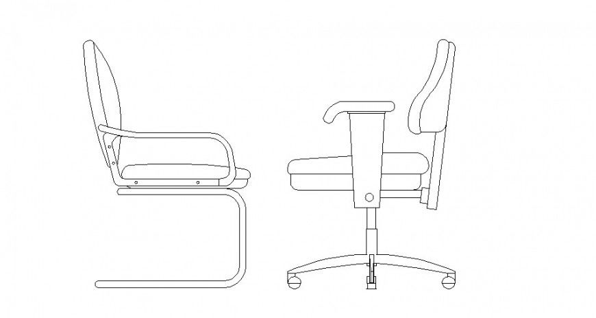 Simple and revolving chair elevation block drawing details dwg file