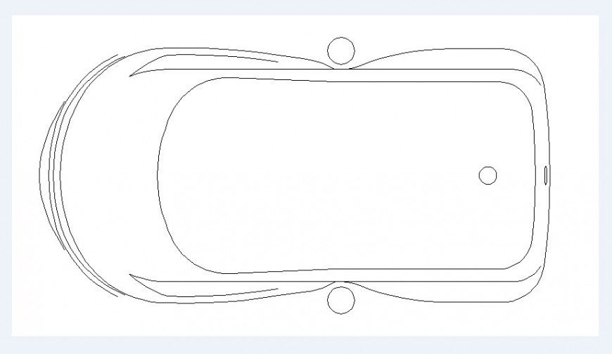 Simple bath tub elevation block cad drawing details dwg file